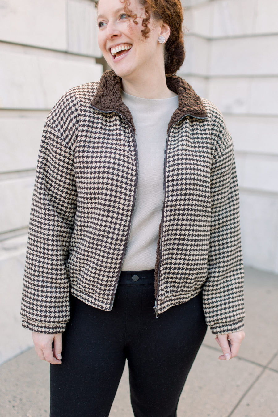 Bray Houndstooth Bomber Jacket