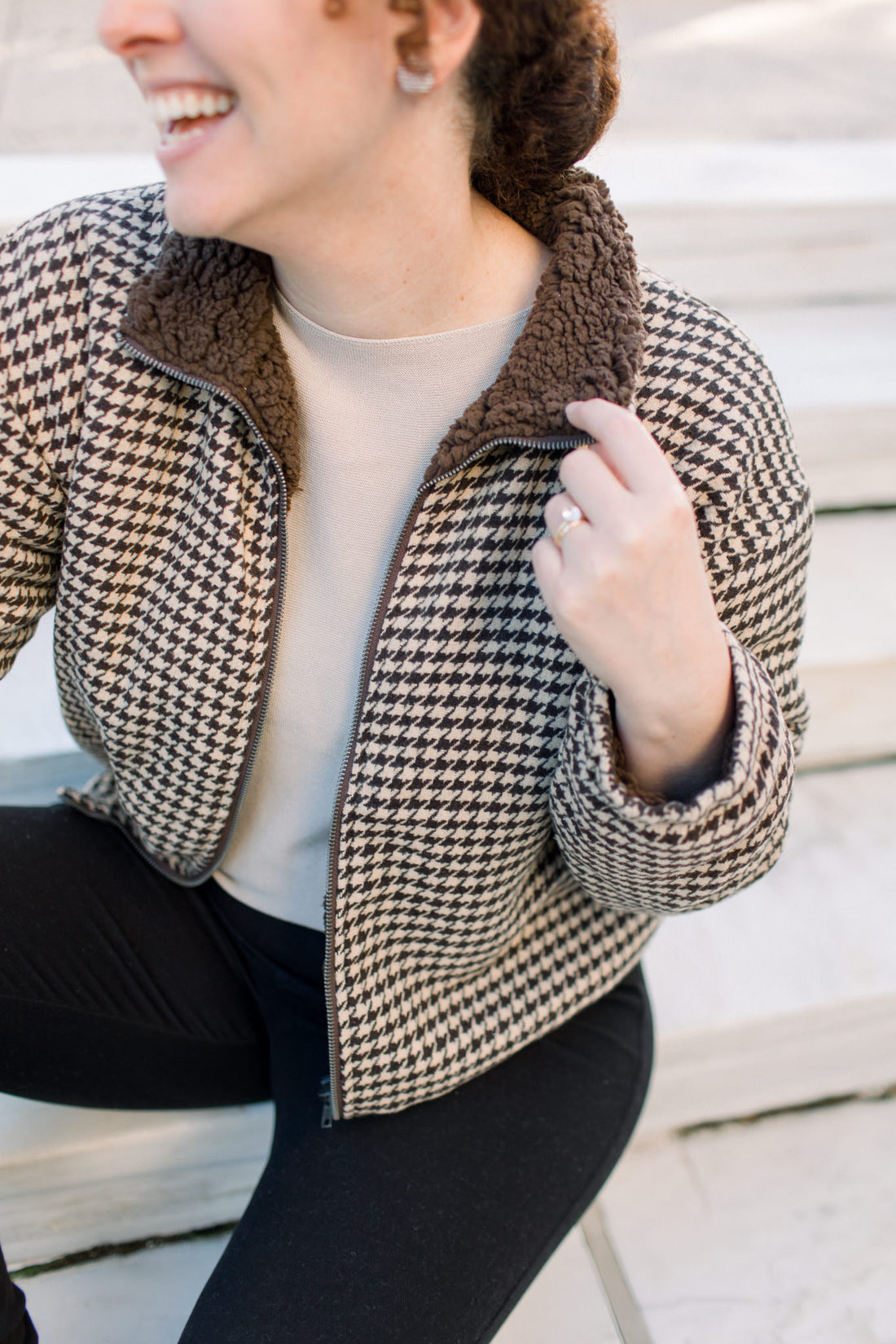 Bray Houndstooth Bomber Jacket