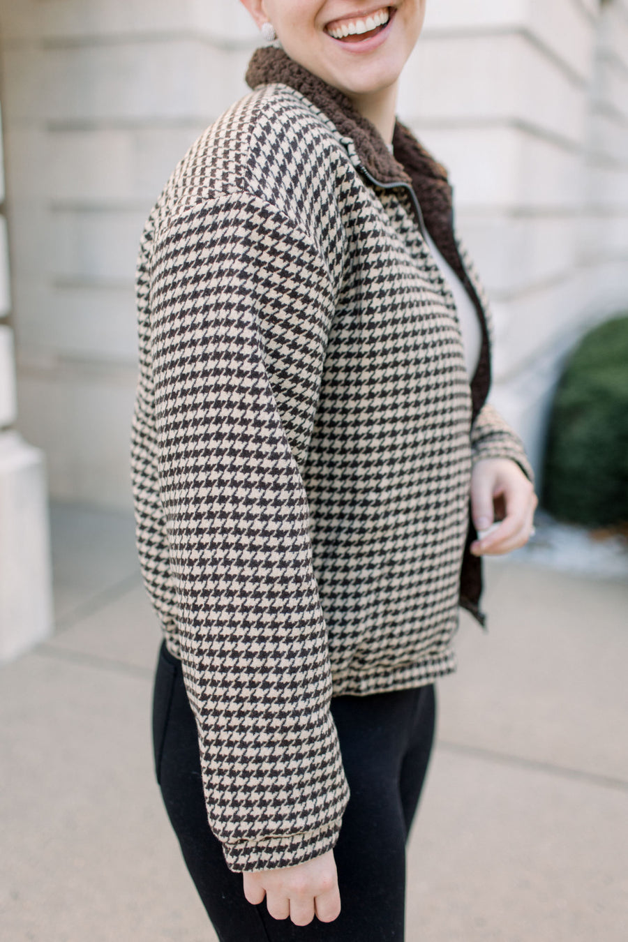 Bray Houndstooth Bomber Jacket