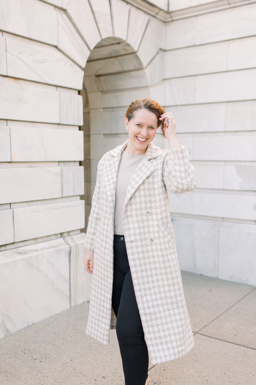 Cambridge Houndstooth Long Coat