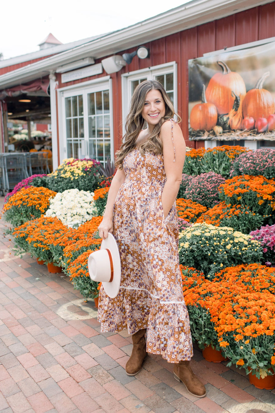 Caramel Floral Patchwork Dress