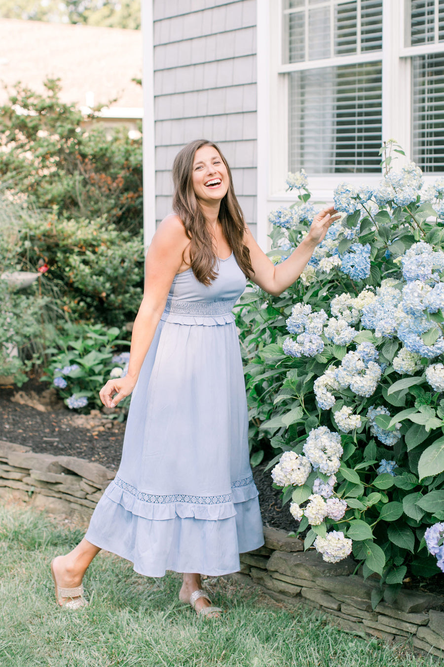 Cora Midi Dress in Blue