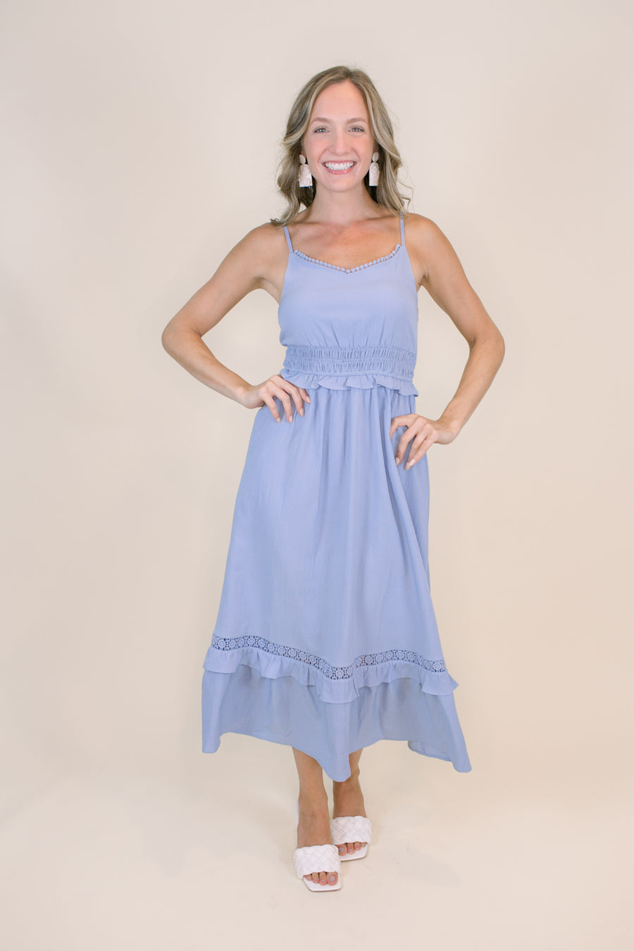 Cora Midi Dress in Blue