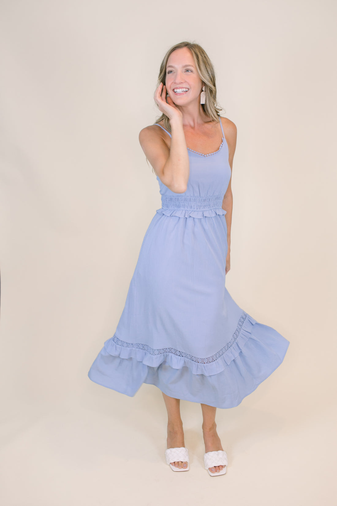 Cora Midi Dress in Blue