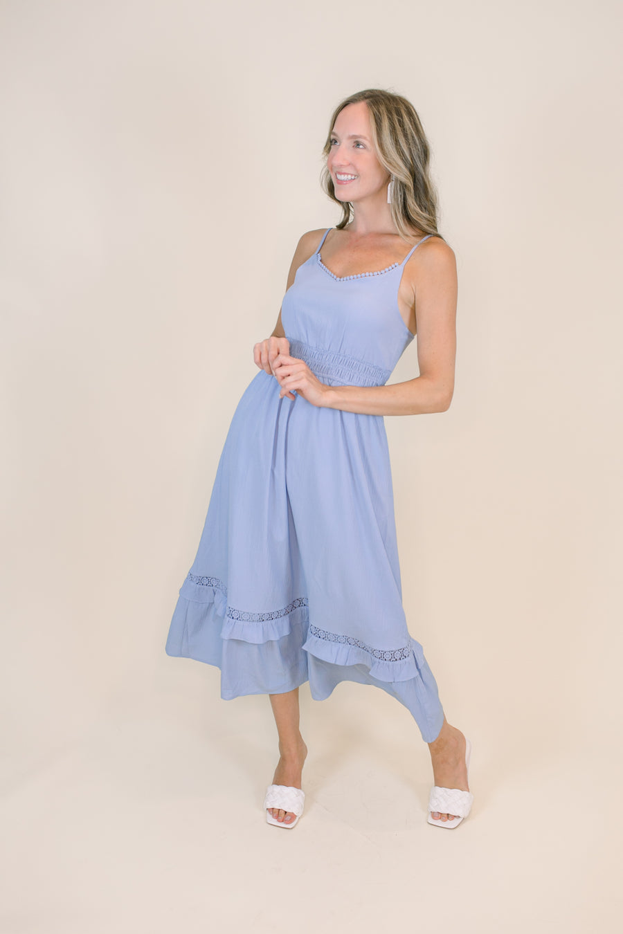 Cora Midi Dress in Blue