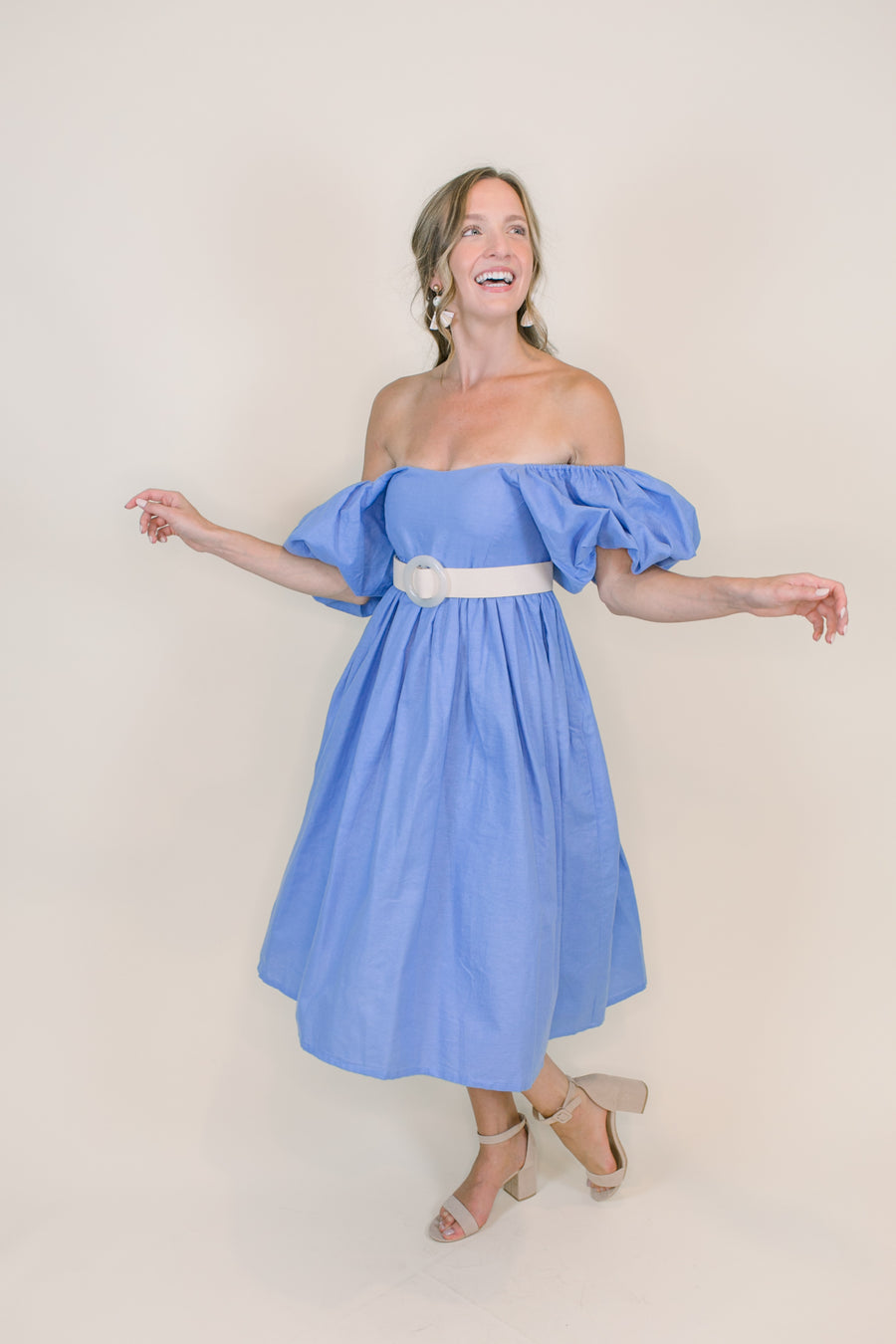 Daphne Puff Sleeve Midi Dress