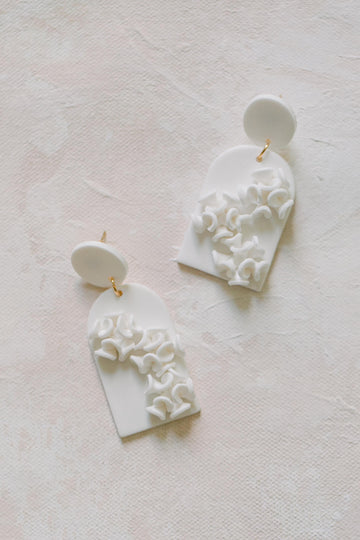 Deco Sculpture White Earrings