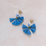 Eliza Tassel Ball Earrings in Grandmillenial Blue