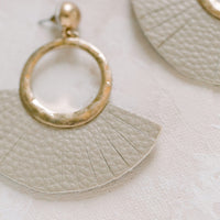 Gold & Tan Fan Fringe Earrings