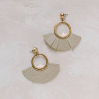 Gold & Tan Fan Fringe Earrings