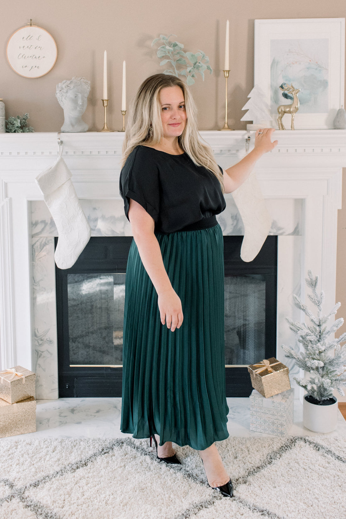 Ivy Pleated Satin Skirt