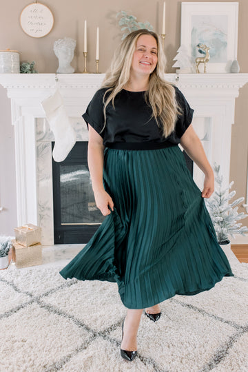 Ivy Pleated Satin Skirt