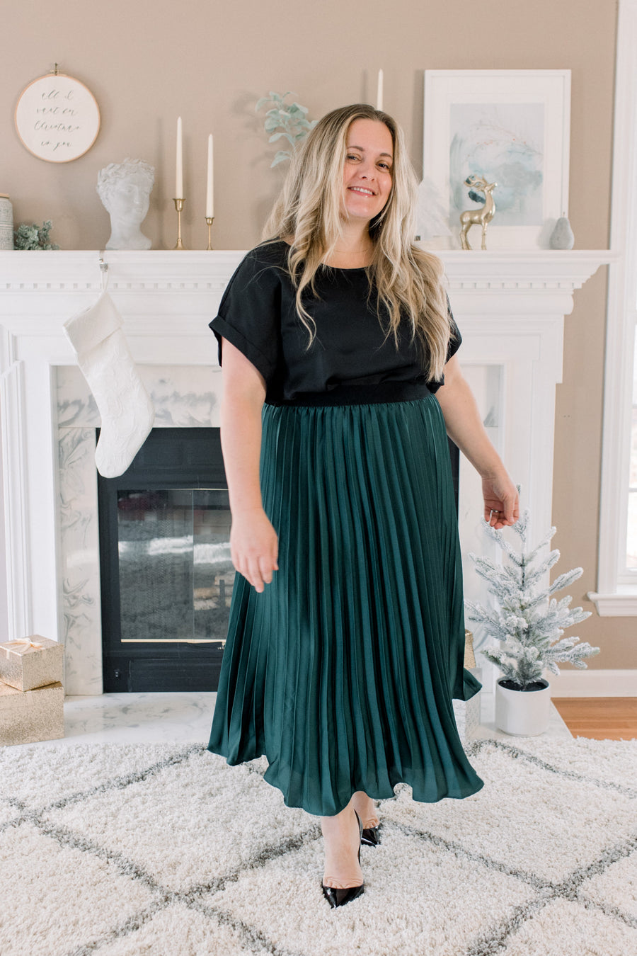 Ivy Pleated Satin Skirt