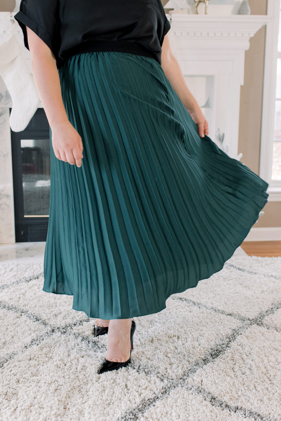 Ivy Pleated Satin Skirt