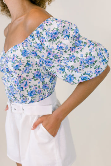 Hydrangea Puff Sleeve Top