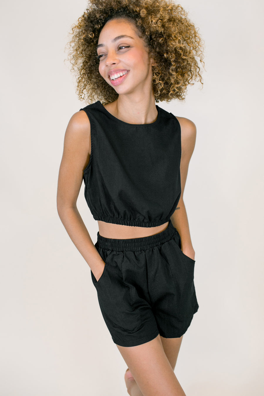 Imani Sleeveless Short Set in Black