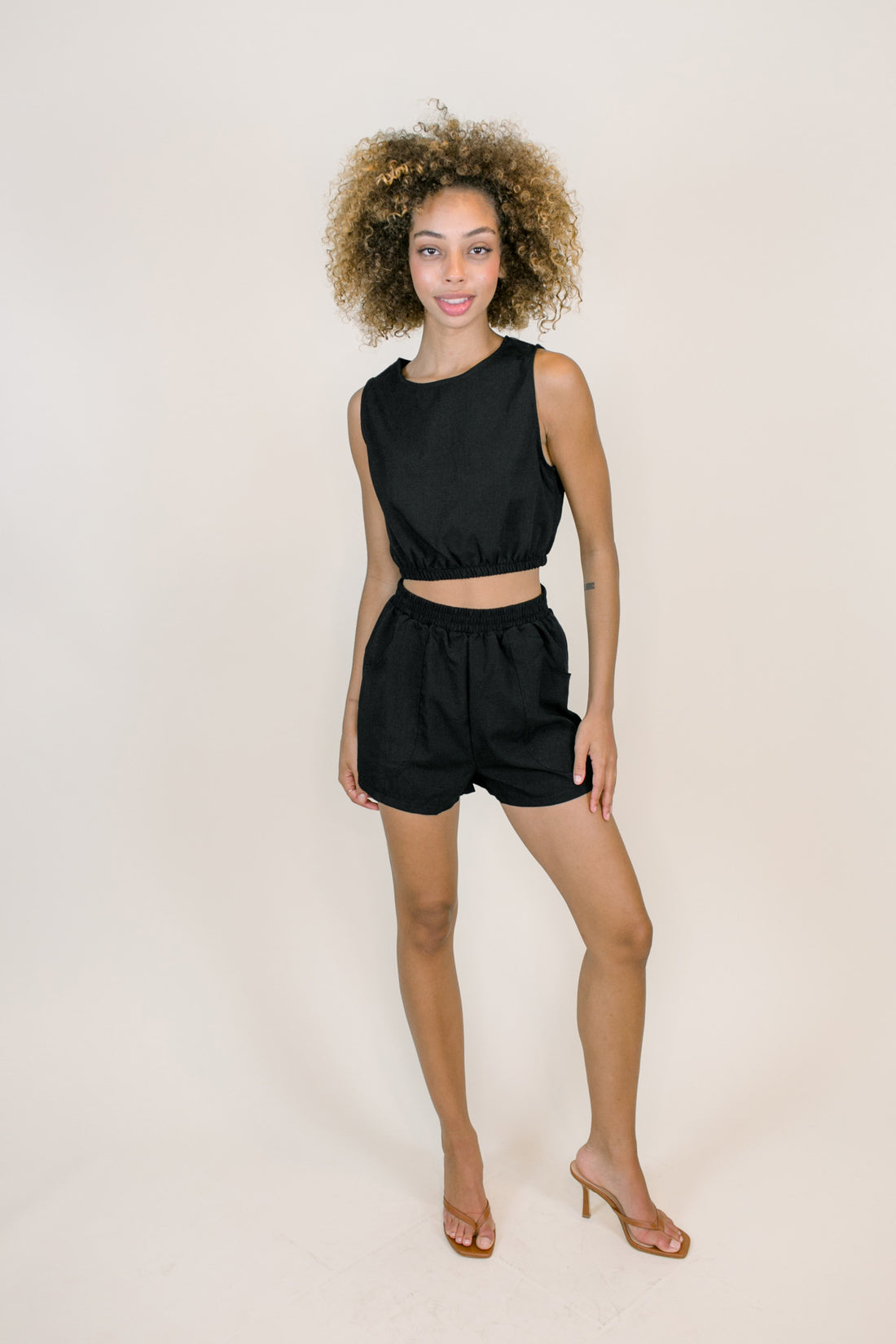 Imani Sleeveless Short Set in Black