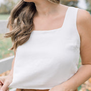 Nia Linen Crop Top White