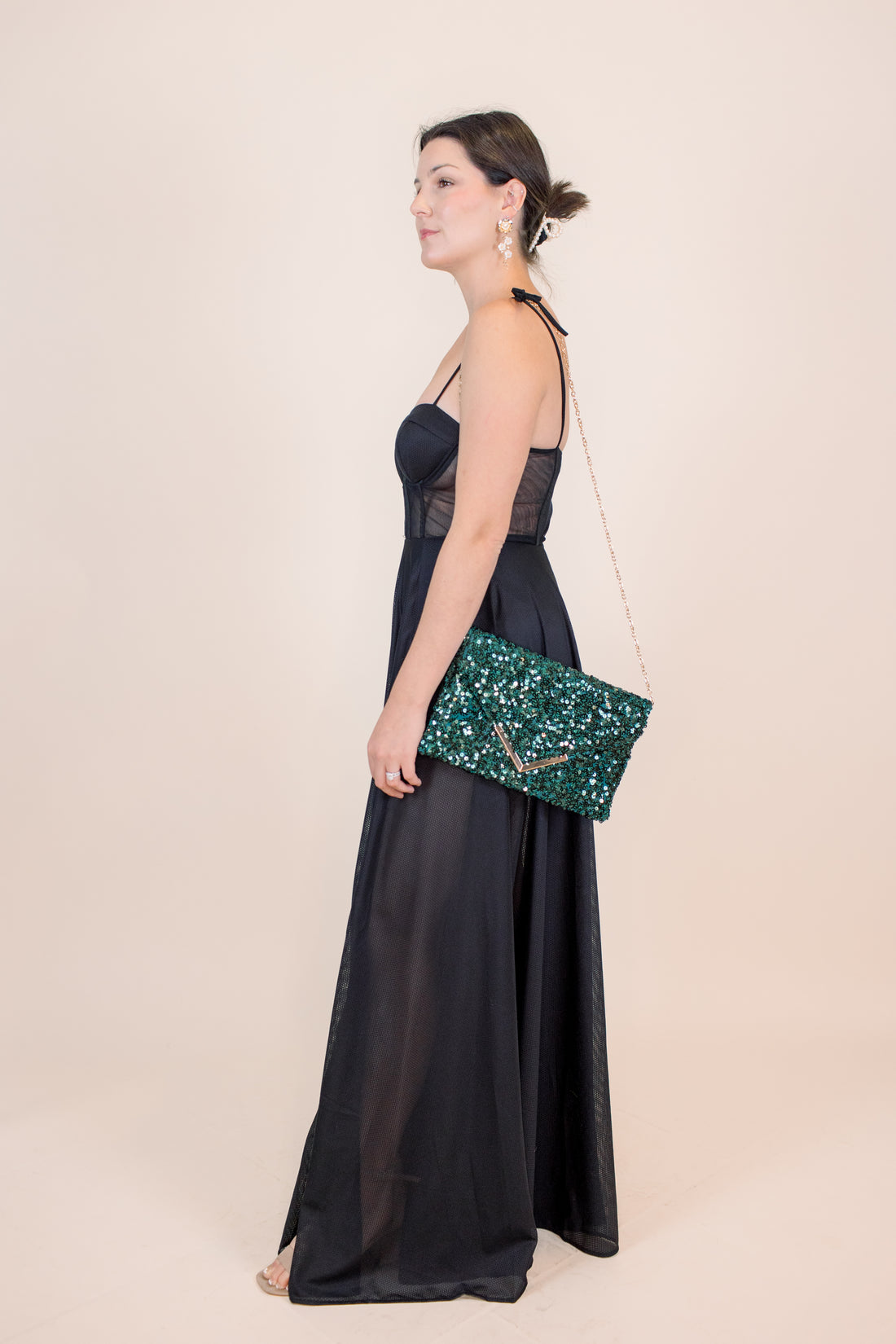 Riva Sequin Clutch Emerald