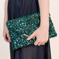 Riva Sequin Clutch Emerald