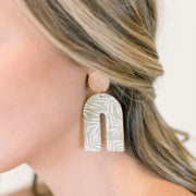 Sage Palm Print U Earrings