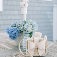 Square Rattan and Bow Crossbody