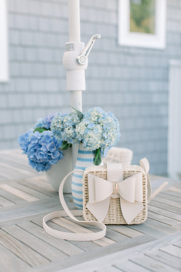 Square Rattan and Bow Crossbody