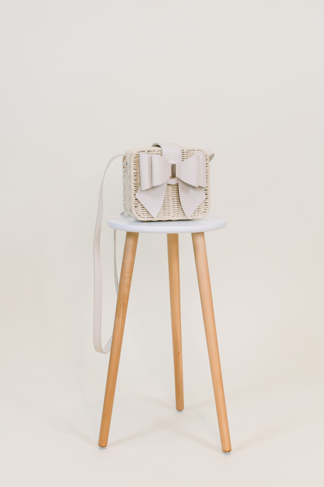 Square Rattan and Bow Crossbody