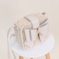 Square Rattan and Bow Crossbody