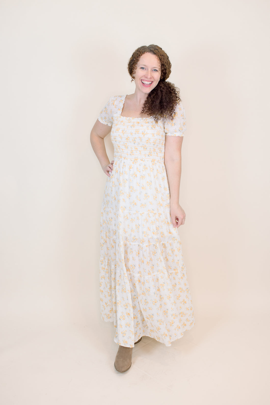 Stella Yellow Floral Smocked Maxi