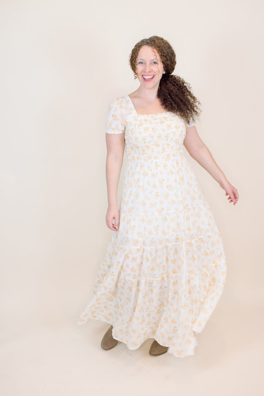 Stella Yellow Floral Smocked Maxi