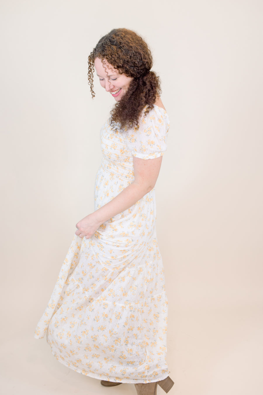 Stella Yellow Floral Smocked Maxi