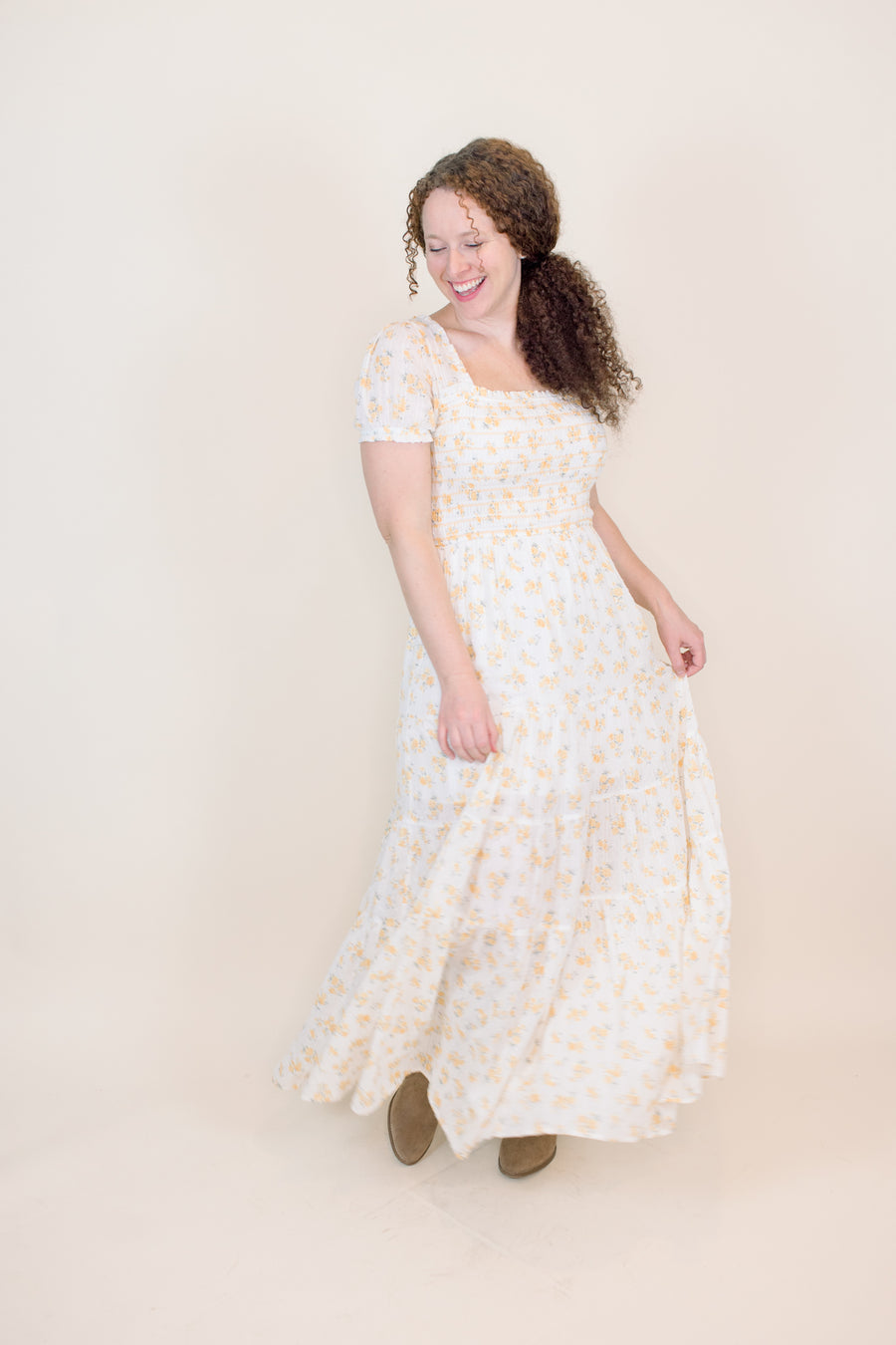 Stella Yellow Floral Smocked Maxi