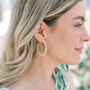 Natural Wood Bead Hoop Earrings