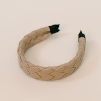 Taupe Leather Woven Headband