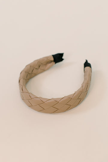 Taupe Leather Woven Headband