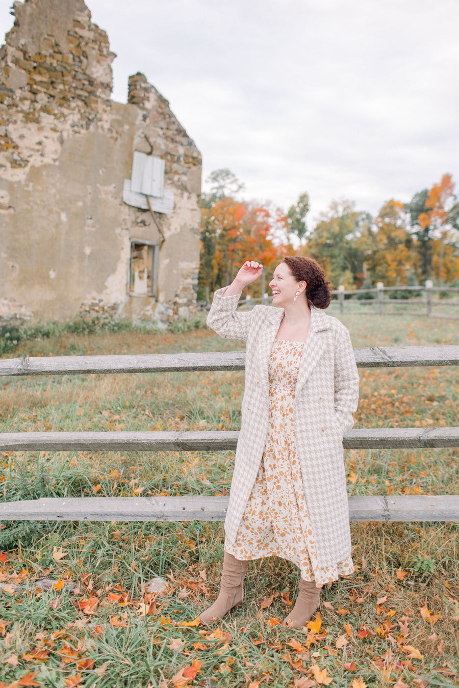 Cambridge Houndstooth Long Coat