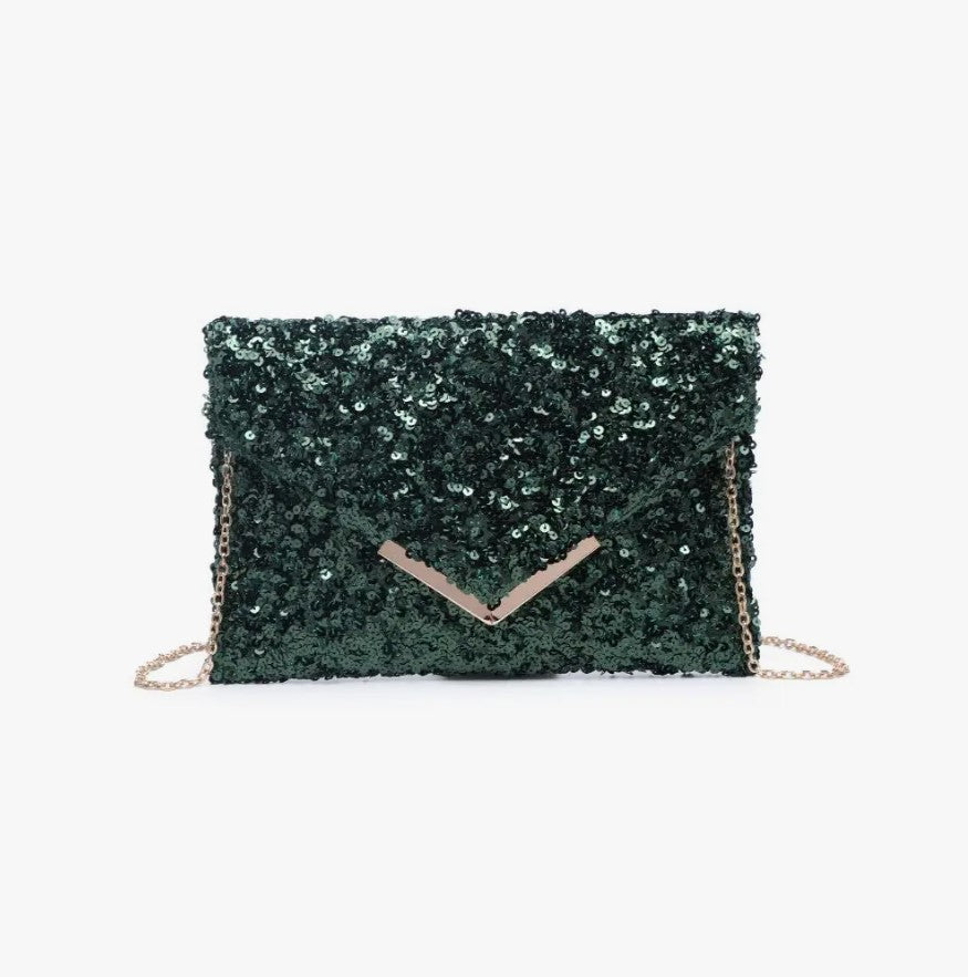 Riva Sequin Clutch Emerald